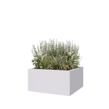 Jardinieră din oțel - Pătrat - 80 x 80 x 40 cm - RAL9010 mat (alb) - Fără placă de bază