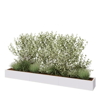 Jardinieră XXL din oțel - Dreptunghiular - 360 x 40 x 30 cm - RAL9010 mat (alb) - Cu placă de bază