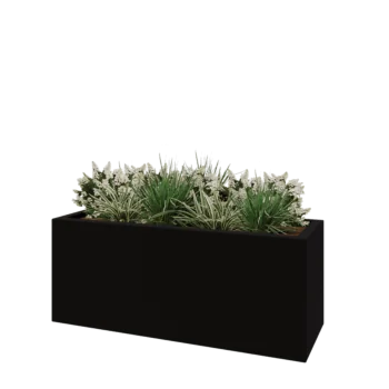 Jardinieră din fibră de sticlă - Dreptunghi - 150 x 50 x 60 cm - RAL9005 mat (negru) - Cu fund