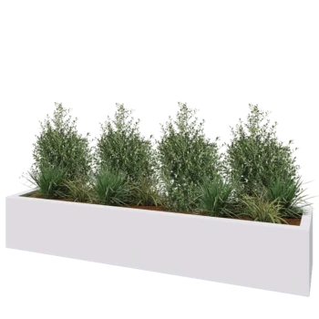 Jardinieră din fibră de sticlă - Dreptunghi - 230 x 50 x 40 cm - RAL9010 mat (alb) - Cu fund