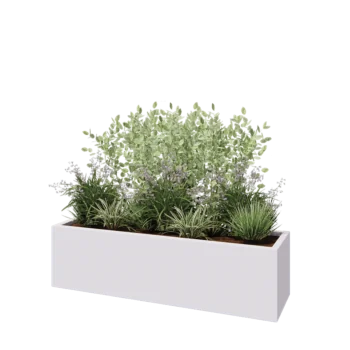 Jardinieră din fibră de sticlă - Dreptunghi - 150 x 40 x 40 cm - RAL9010 mat (alb) - Cu fund
