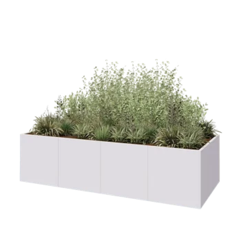 Jardinieră XXL din oțel - Dreptunghiular - 320 x 120 x 80 cm - RAL9010 mat (alb) - Cu placă de bază