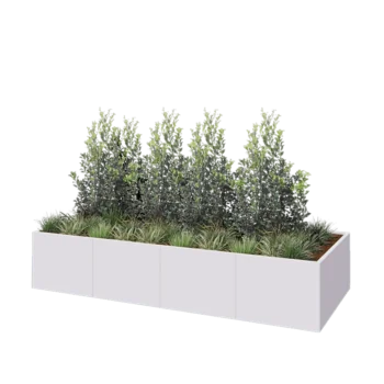 Jardinieră XXL din oțel - Dreptunghiular - 320 x 120 x 60 cm - RAL9010 mat (alb) - Cu placă de bază