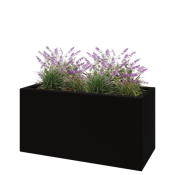 Jardinieră din fibră de sticlă - Dreptunghi - 120 x 50 x 60 cm - RAL9005 mat (negru) - Cu fund