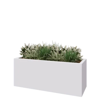 Jardinieră din fibră de sticlă - Dreptunghi - 150 x 50 x 60 cm - RAL9010 mat (alb) - Cu fund