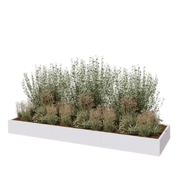 Jardinieră XXL din oțel - Dreptunghiular - 360 x 100 x 30 cm - RAL9010 mat (alb) - Cu placă de bază