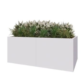 Jardinieră XXL din oțel - Dreptunghiular - 200 x 120 x 80 cm - RAL9010 mat (alb) - Cu placă de bază
