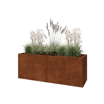 Jardinieră XXL din oțel corten - Dreptunghiular - 160 x 50 x 60 cm - Cu placă de bază