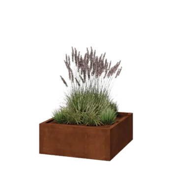 Jardinieră din oțel corten - Pătrat - 100 x 100 x 40 cm - Sudat - Fără placă de bază