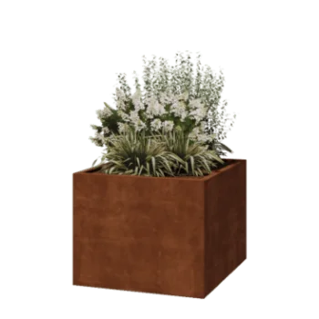 Jardinieră din oțel corten - Pătrat - 100 x 100 x 80 cm - Sudat - Fără placă de bază