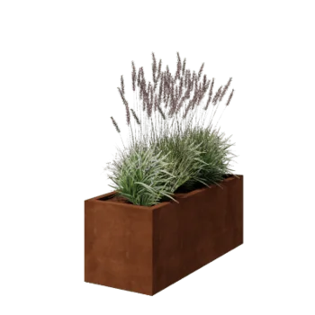 Jardinieră din oțel corten - Dreptunghiular - 120 x 50 x 50 cm - Sudat - Cu placă de bază