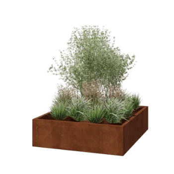 Jardinieră din oțel corten - Pătrat - 140 x 140 x 40 cm - Sudat - Fără placă de bază
