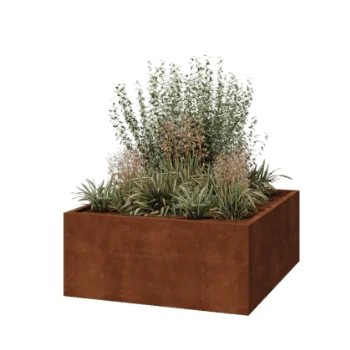Jardinieră din oțel corten - Pătrat - 140 x 140 x 60 cm - Sudat - Fără placă de bază