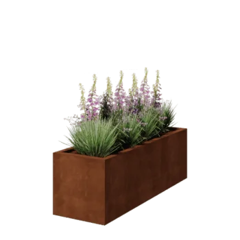 Jardinieră din oțel corten - Dreptunghiular - 150 x 50 x 50 cm - Sudat - Cu placă de bază