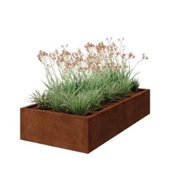 Jardinieră din oțel corten - Dreptunghiular - 200 x 100 x 40 cm - Sudat - Fără placă de bază