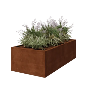 Jardinieră din oțel corten - Dreptunghiular - 200 x 100 x 60 cm - Sudat - Fără placă de bază
