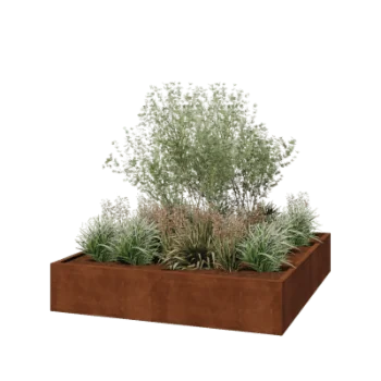 Jardinieră din oțel corten - Pătrat - 200 x 200 x 40 cm - Sudat - Fără placă de bază