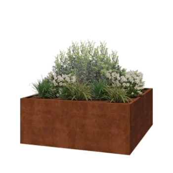 Jardinieră din oțel corten - Pătrat - 200 x 200 x 80 cm - Sudat - Fără placă de bază