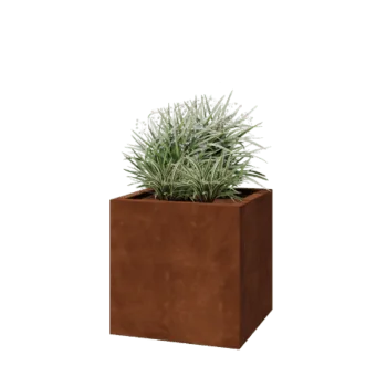 Jardinieră din oțel corten - Pătrat - 60 x 60 x 60 cm - Sudat - Cu placă de bază