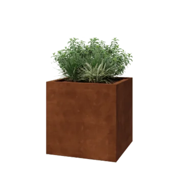 Jardinieră din oțel corten - Pătrat - 70 x 70 x 70 cm - Sudat - Cu placă de bază
