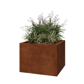 Jardinieră din oțel corten - Pătrat - 80 x 80 x 60 cm - Sudat - Fără placă de bază