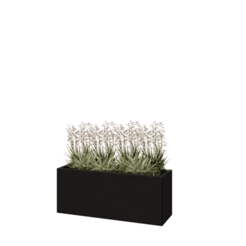 Jardinieră din oțel - Dreptunghiular - 100 x 30 x 40 cm - RAL9005 mat (negru) - Fără placă de bază