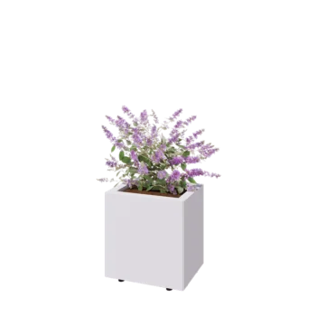 Jardinieră din oțel - Dreptunghiular - 40 x 30 x 40 cm - RAL9010 mat (alb) - Cu placă de bază - Cu picioare