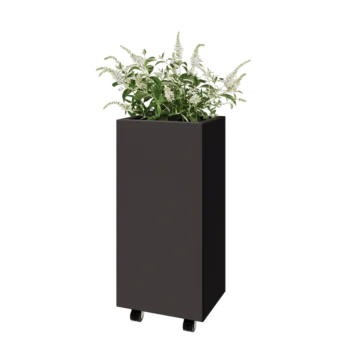 Jardinieră din oțel - Dreptunghiular - 40 x 30 x 80 cm - RAL7016 mat (gri antracit) - Cu placă de bază - Cu roți