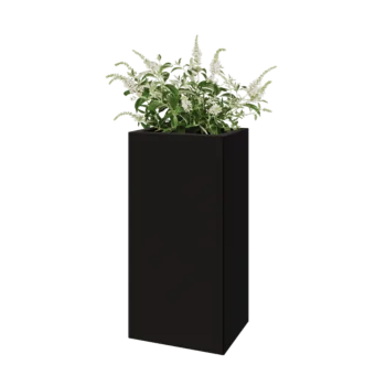 Jardinieră din oțel - Dreptunghiular - 40 x 30 x 80 cm - RAL9005 mat (negru) - Cu placă de bază