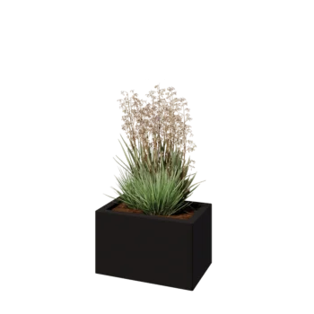 Jardinieră din oțel - Dreptunghiular - 50 x 30 x 30 cm - RAL9005 mat (negru) - Fără placă de bază