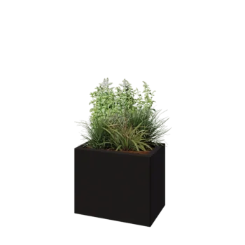 Jardinieră din oțel - Dreptunghiular - 50 x 30 x 40 cm - RAL9005 mat (negru) - Fără placă de bază