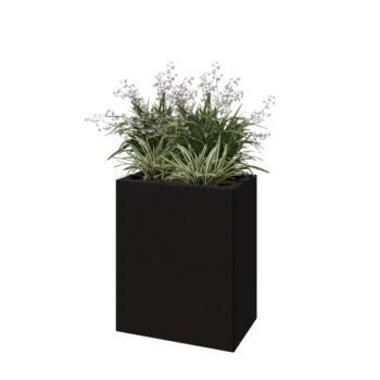 Jardinieră din oțel - Dreptunghiular - 50 x 30 x 60 cm - RAL9005 mat (negru) - Cu placă de bază