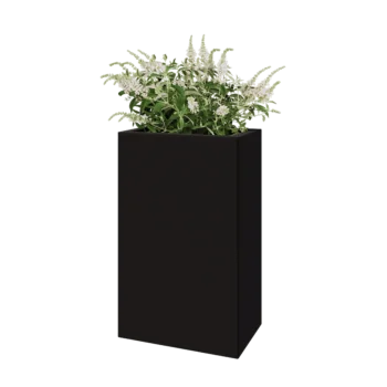 Jardinieră din oțel - Dreptunghiular - 50 x 30 x 80 cm - RAL9005 mat (negru) - Fără placă de bază