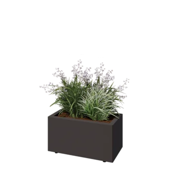 Jardinieră din oțel - Dreptunghiular - 60 x 30 x 30 cm - Altă culoare RAL - Cu placă de bază - Cu picioare
