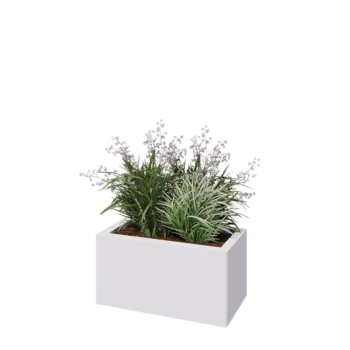 Jardinieră din oțel - Dreptunghiular - 60 x 30 x 30 cm - RAL9010 mat (alb) - Fără placă de bază