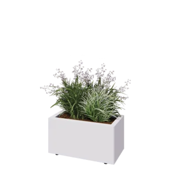 Jardinieră din oțel - Dreptunghiular - 60 x 30 x 30 cm - RAL9010 mat (alb) - Cu placă de bază - Cu picioare
