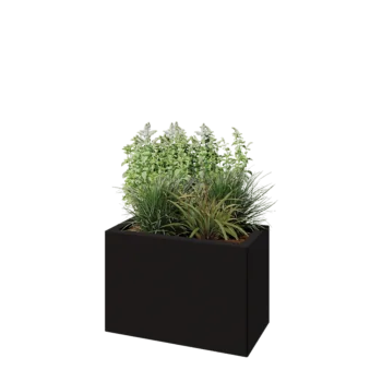 Jardinieră din oțel - Dreptunghiular - 60 x 30 x 40 cm - RAL9005 mat (negru) - Cu placă de bază