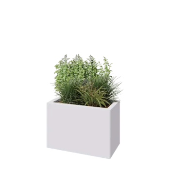Jardinieră din oțel - Dreptunghiular - 60 x 30 x 40 cm - RAL9010 mat (alb) - Fără placă de bază