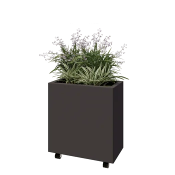 Jardinieră din oțel - Dreptunghiular - 60 x 30 x 60 cm - Altă culoare RAL - Cu placă de bază - Cu roți