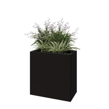 Jardinieră din oțel - Dreptunghiular - 60 x 30 x 60 cm - RAL9005 mat (negru) - Fără placă de bază