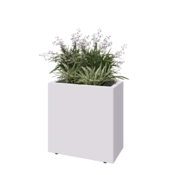 Jardinieră din oțel - Dreptunghiular - 60 x 30 x 60 cm - RAL9010 mat (alb) - Cu placă de bază - Cu picioare