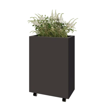 Jardinieră din oțel - Dreptunghiular - 60 x 30 x 80 cm - Altă culoare RAL - Cu placă de bază - Cu roți