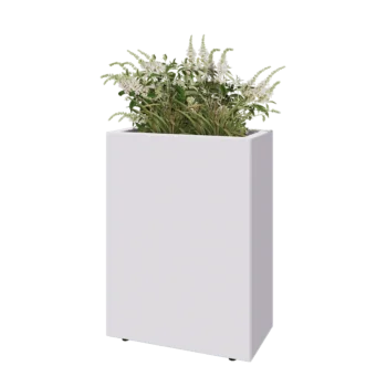 Jardinieră din oțel - Dreptunghiular - 60 x 30 x 80 cm - RAL9010 mat (alb) - Cu placă de bază - Cu picioare