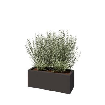 Jardinieră din oțel - Dreptunghiular - 80 x 30 x 30 cm - Altă culoare RAL - Cu placă de bază