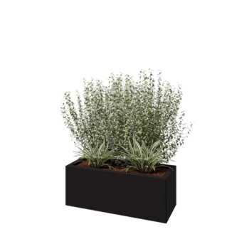Jardinieră din oțel - Dreptunghiular - 80 x 30 x 30 cm - RAL9005 mat (negru) - Cu placă de bază