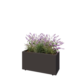 Jardinieră din oțel - Dreptunghiular - 80 x 30 x 40 cm - RAL7016 mat (gri antracit) - Cu placă de bază - Cu picioare