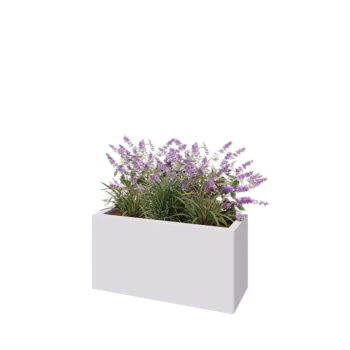 Jardinieră din oțel - Dreptunghiular - 80 x 30 x 40 cm - RAL9010 mat (alb) - Cu placă de bază