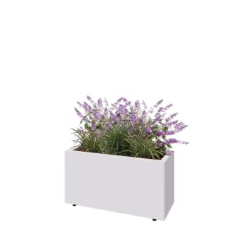 Jardinieră din oțel - Dreptunghiular - 80 x 30 x 40 cm - RAL9010 mat (alb) - Cu placă de bază - Cu picioare