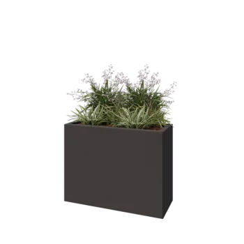 Jardinieră din oțel - Dreptunghiular - 80 x 30 x 60 cm - RAL7016 mat (gri antracit) - Cu placă de bază