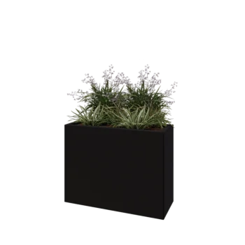 Jardinieră din oțel - Dreptunghiular - 80 x 30 x 60 cm - RAL9005 mat (negru) - Fără placă de bază